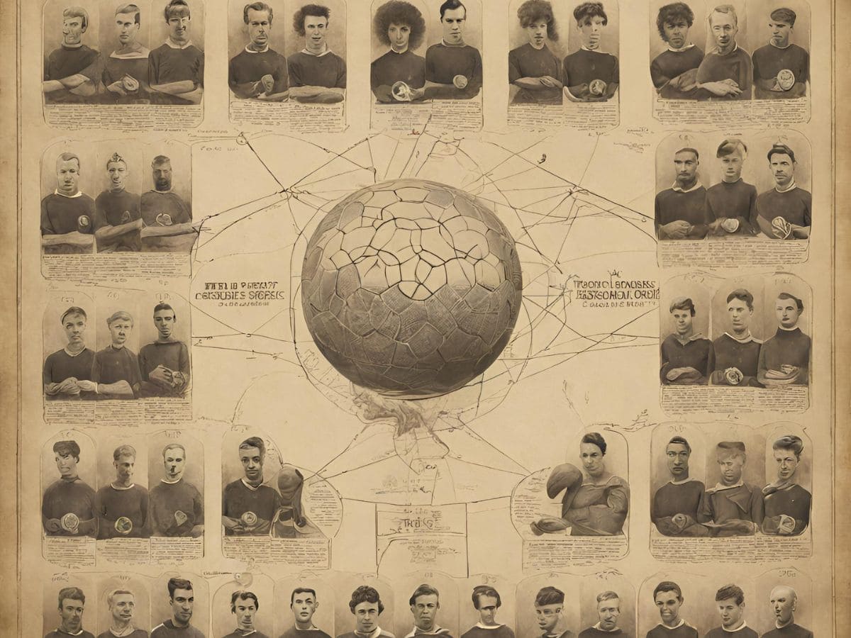 サッカーの歴史が描かれたポスター